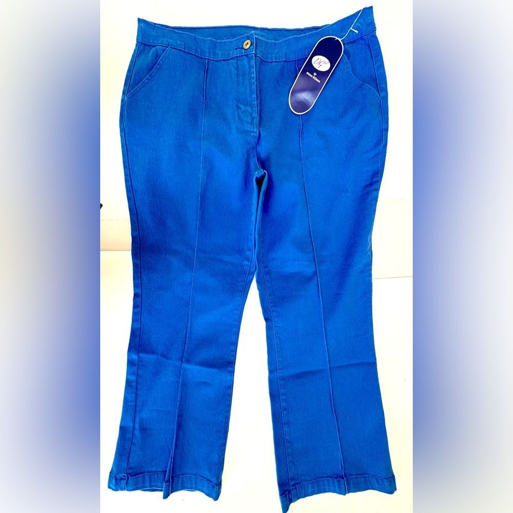 NWT Petite Plus Ladies Diane Gilman Royal Blue Front Seam Flare Pants Size 18WP